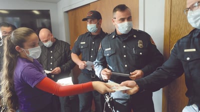 Leaven Kids event lifts up first responders with Valentine’s Day cards